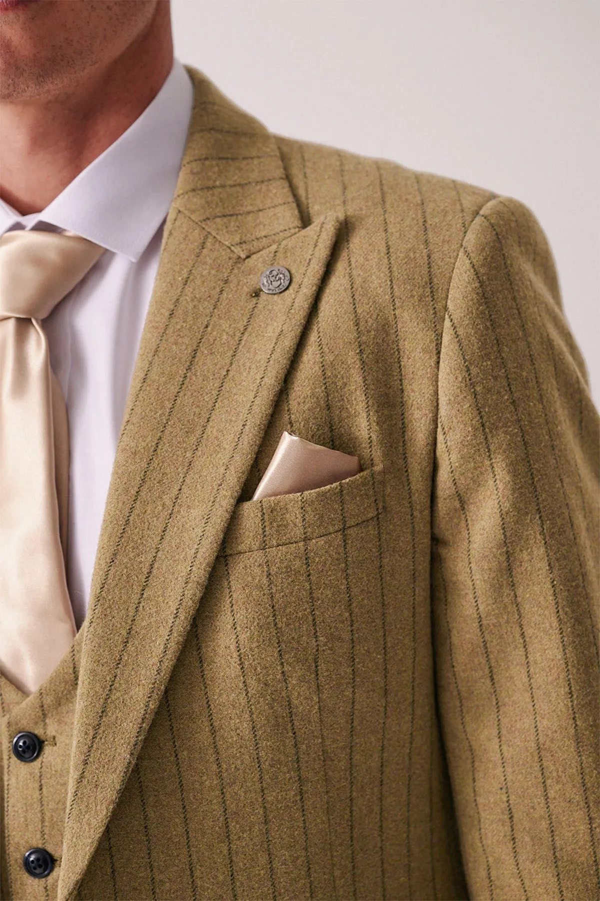 HANSON - Moss Tweed Pinstripe Three Piece Suit sold by Marc Darcy product image thumbnail 4