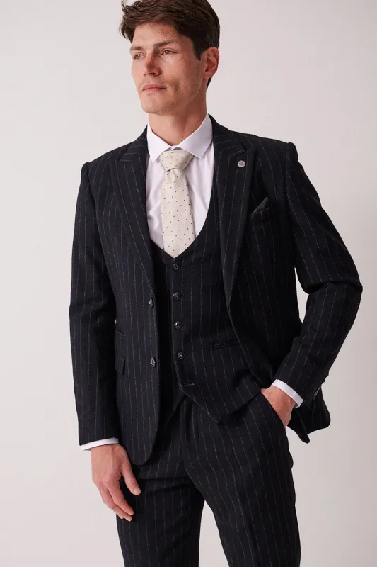 HANSON - Navy Tweed Pinstripe Blazer made by Marc Darcy