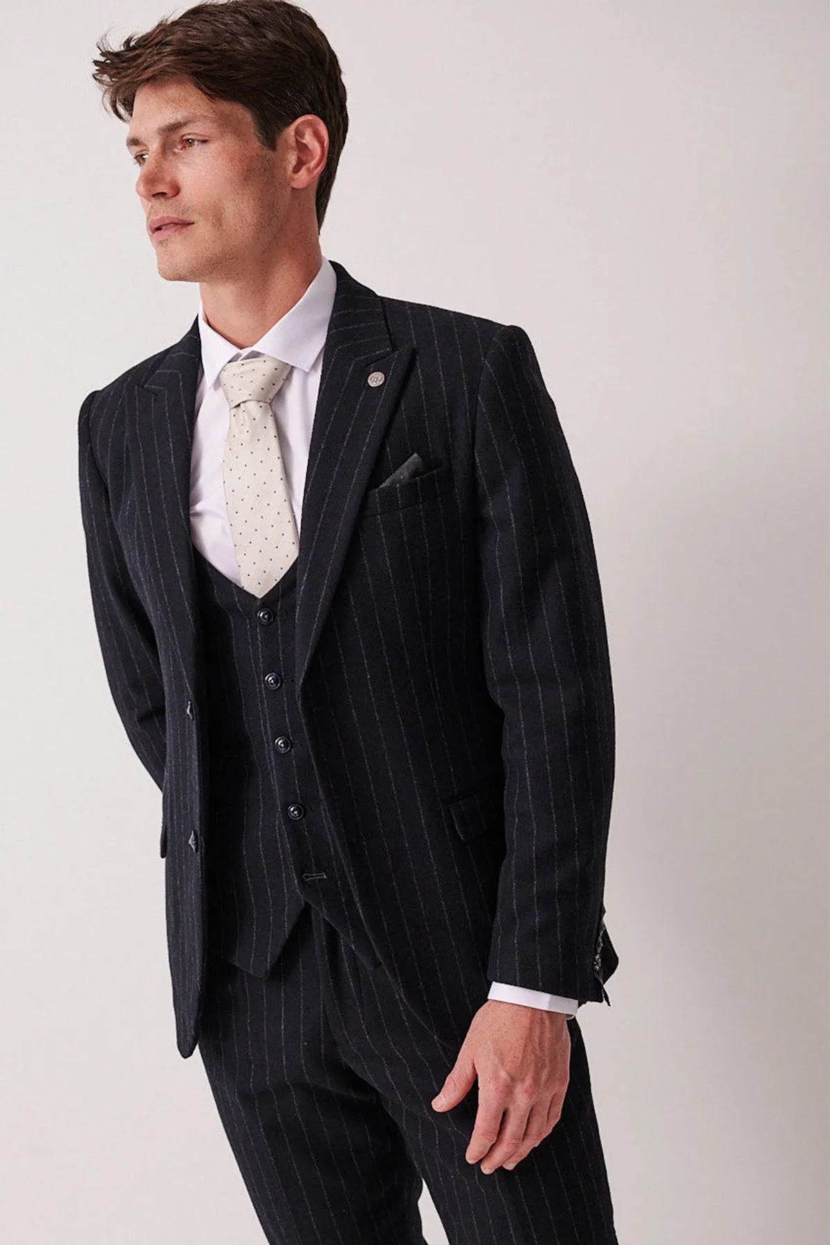 HANSON - Navy Tweed Pinstripe Blazer sold by Marc Darcy product image thumbnail 4