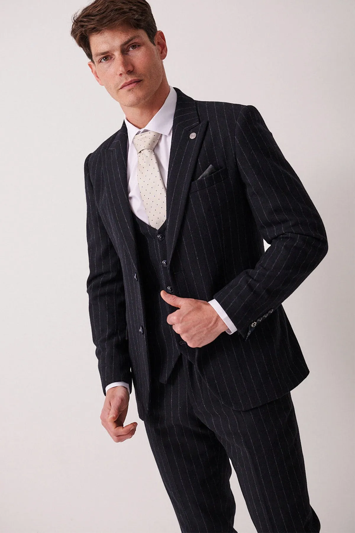 HANSON - Navy Tweed Pinstripe Blazer sold by Marc Darcy product image thumbnail 2