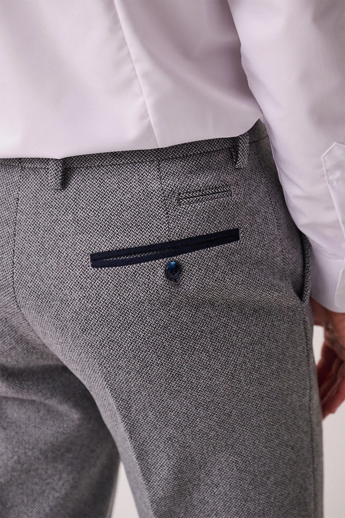 HAYDEN - Silver Blue Crossweave Trousers sold by Marc Darcy product image thumbnail 3