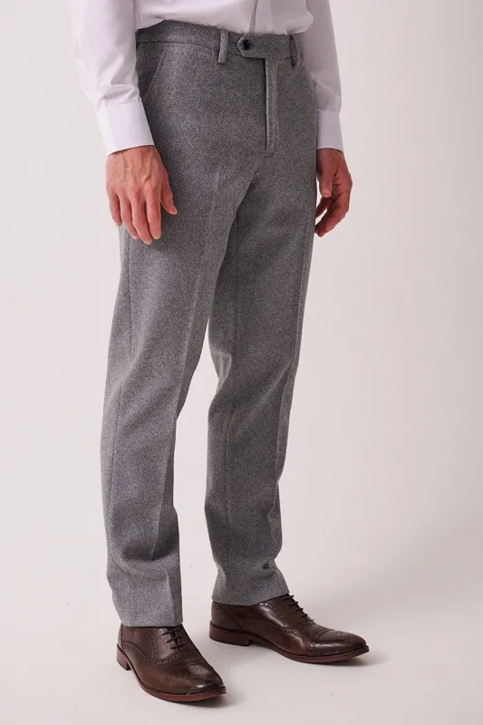 HAYDEN - Silver Blue Crossweave Trousers made by Marc Darcy