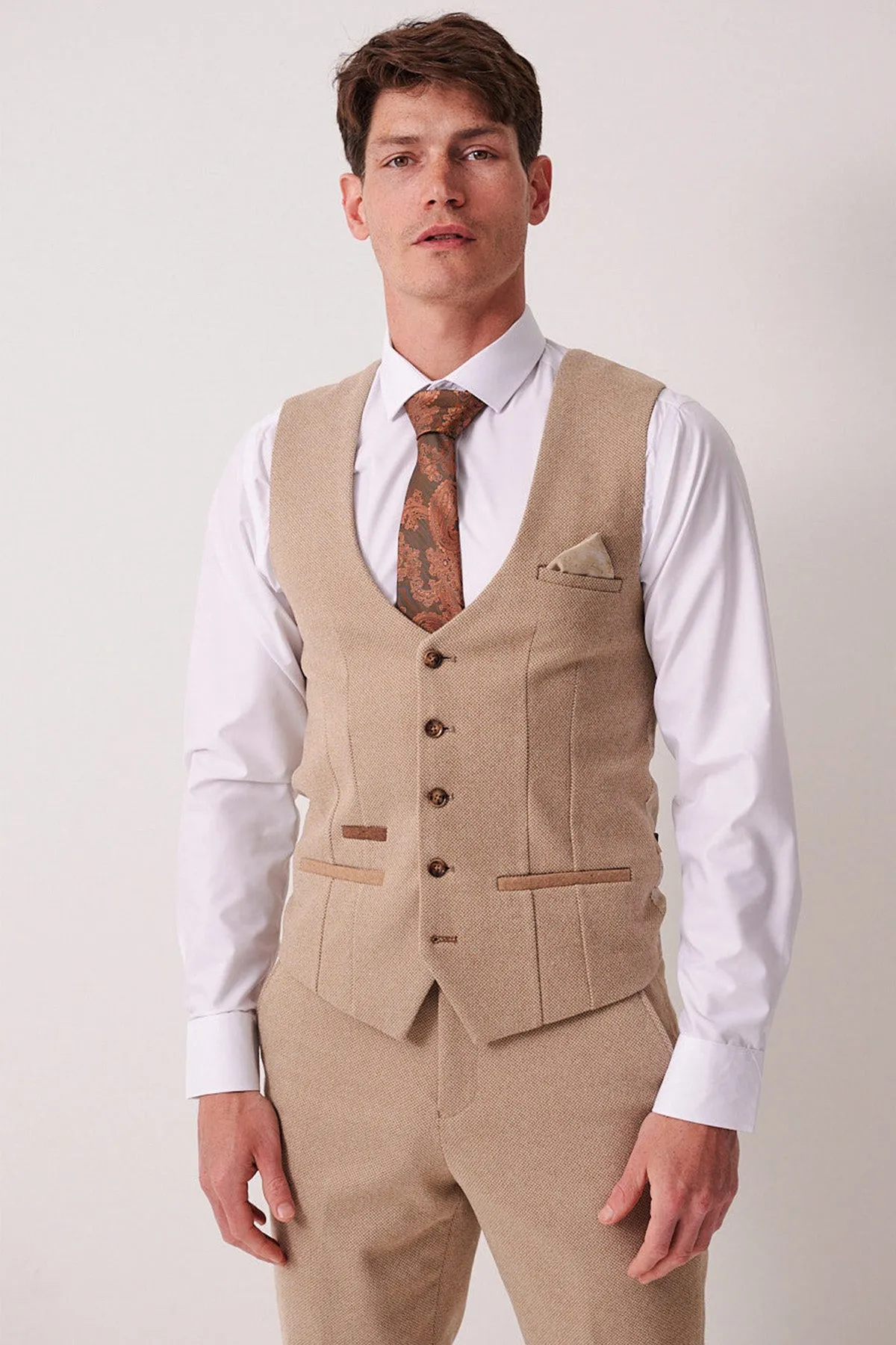 HAYDEN - Oak Crossweave Waistcoat sold by Marc Darcy product image thumbnail 3