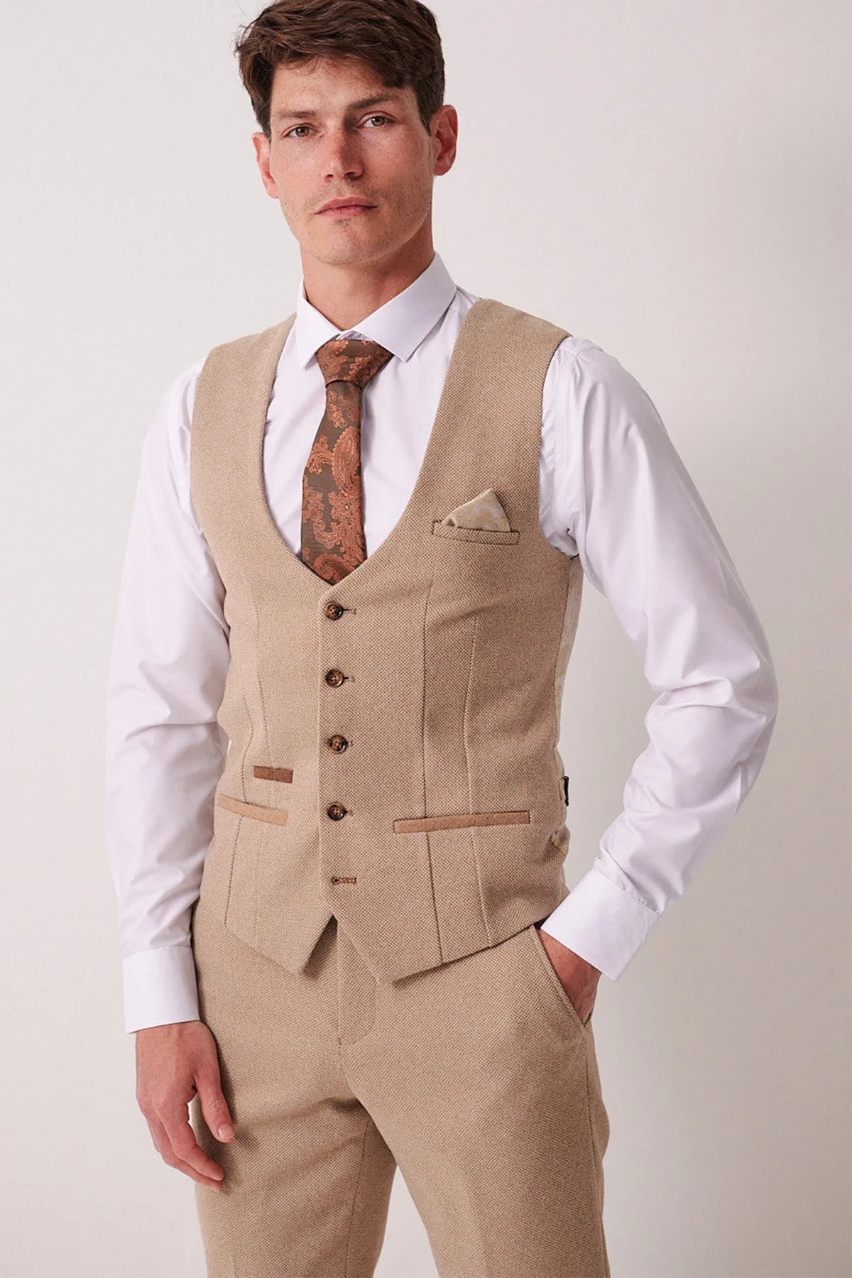 HAYDEN - Oak Crossweave Waistcoat sold by Marc Darcy