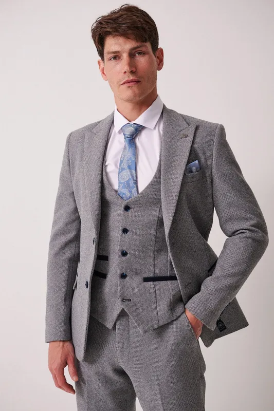HAYDEN - Silver Blue Crossweave Blazer made by Marc Darcy