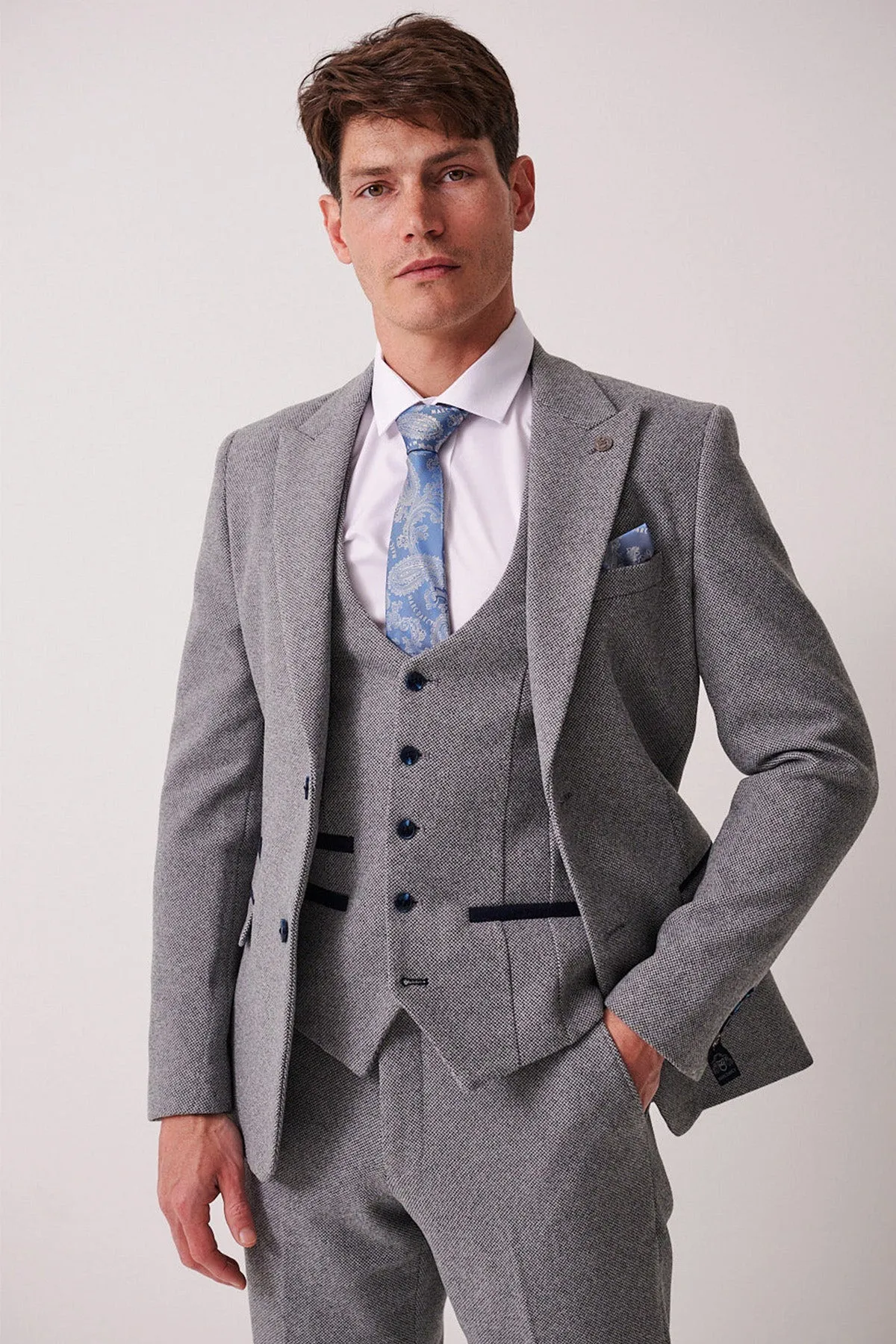 HAYDEN - Silver Blue Crossweave Blazer sold by Marc Darcy