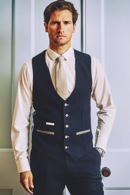 MD7 - Navy Blue Waistcoat made by Marc Darcy