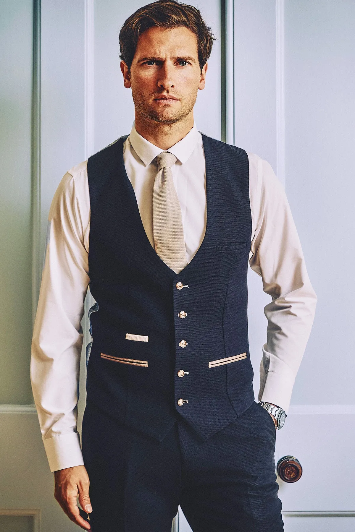 MD7 - Navy Blue Waistcoat sold by Marc Darcy