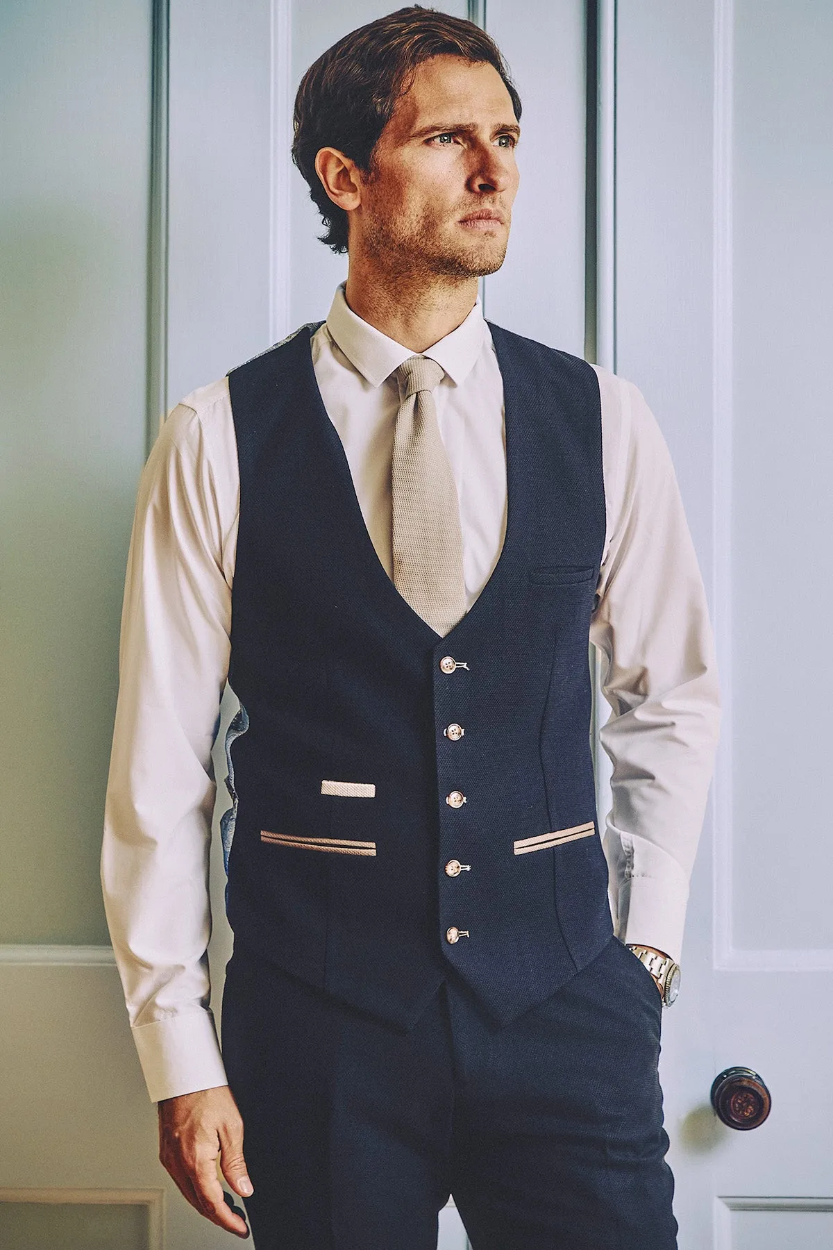 MD7 - Navy Blue Waistcoat sold by Marc Darcy product image thumbnail 2