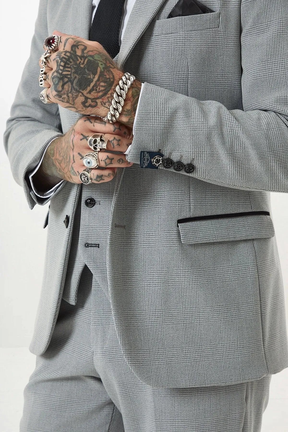 BROMLEY - Silver Grey Check Three Piece Suit sold by Marc Darcy product image thumbnail 4
