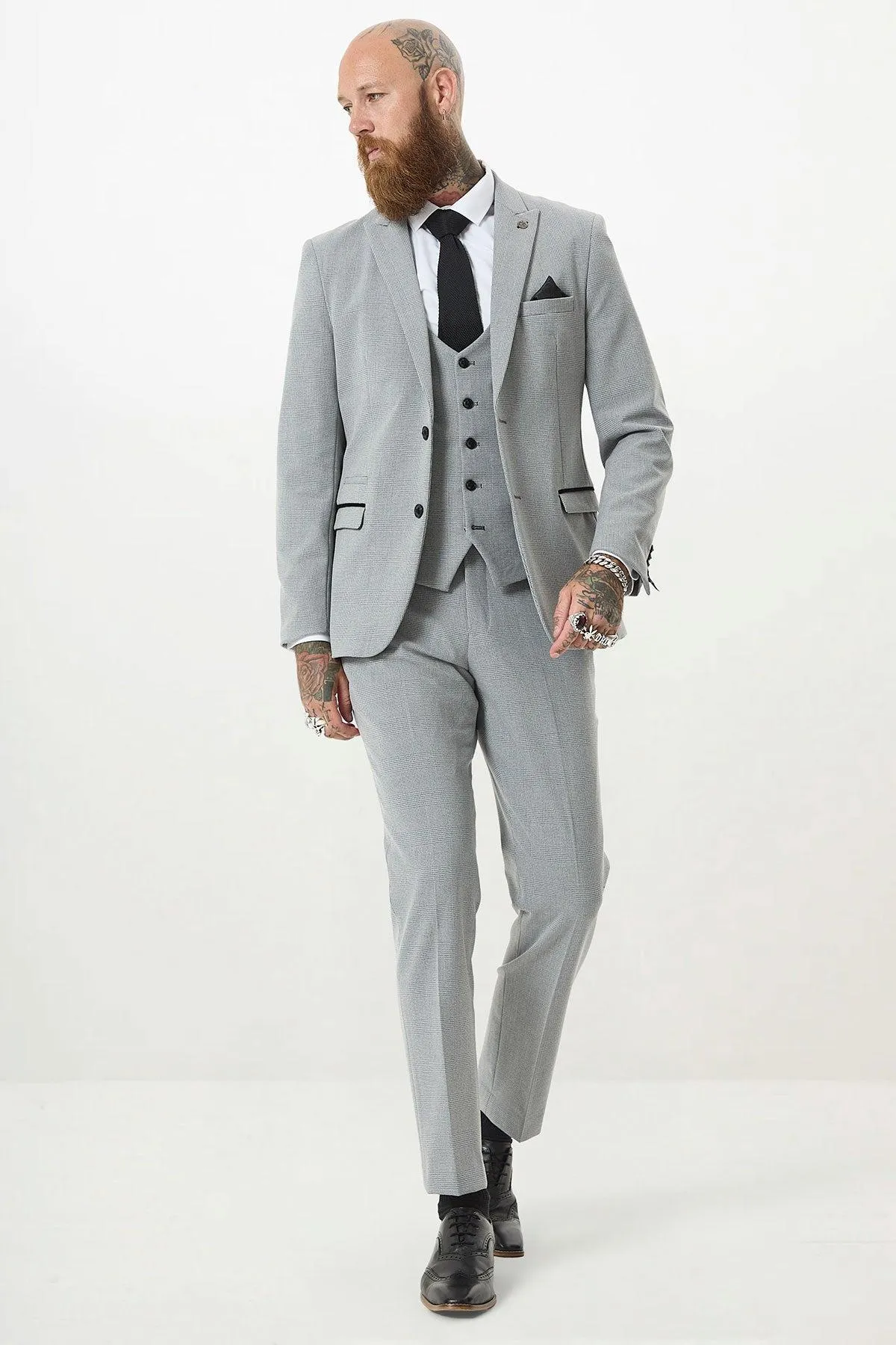 BROMLEY - Silver Grey Check Three Piece Suit sold by Marc Darcy product image thumbnail 2