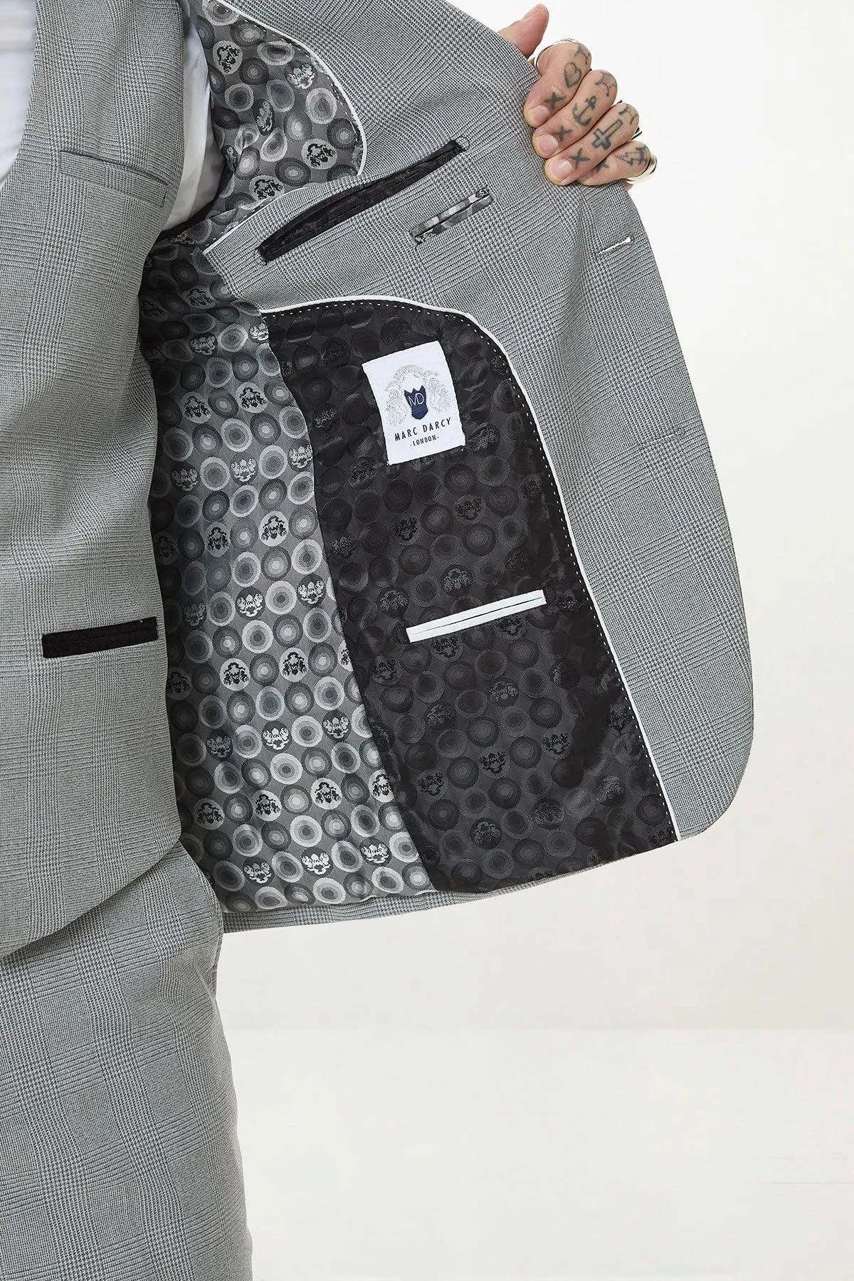 BROMLEY - Silver Grey Check Three Piece Suit sold by Marc Darcy product image thumbnail 5
