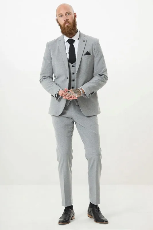 BROMLEY - Silver Grey Check Three Piece Suit made by Marc Darcy