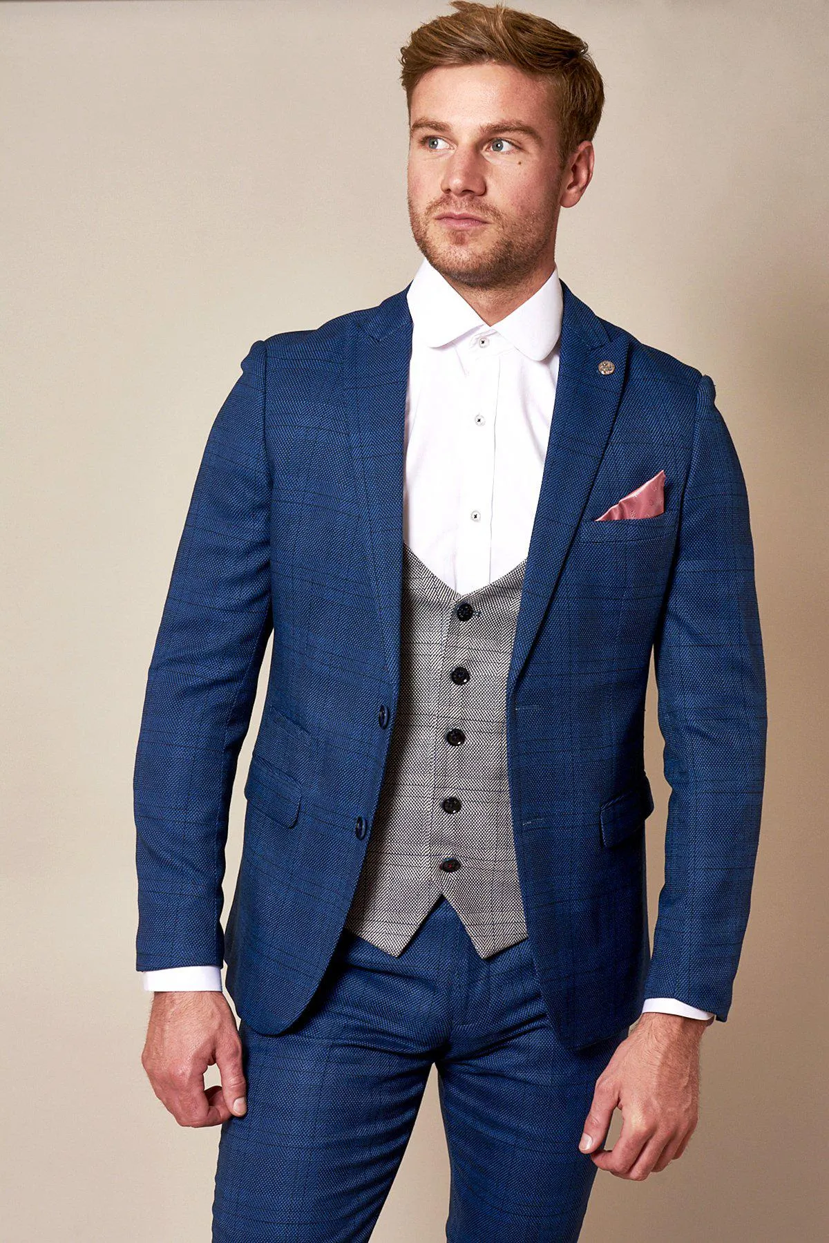 The WBA Collection - JERRY Blue Suit with Jerry Grey Waistcoat As Worn By Jeremy Sarmiento sold by Marc Darcy product image thumbnail 4