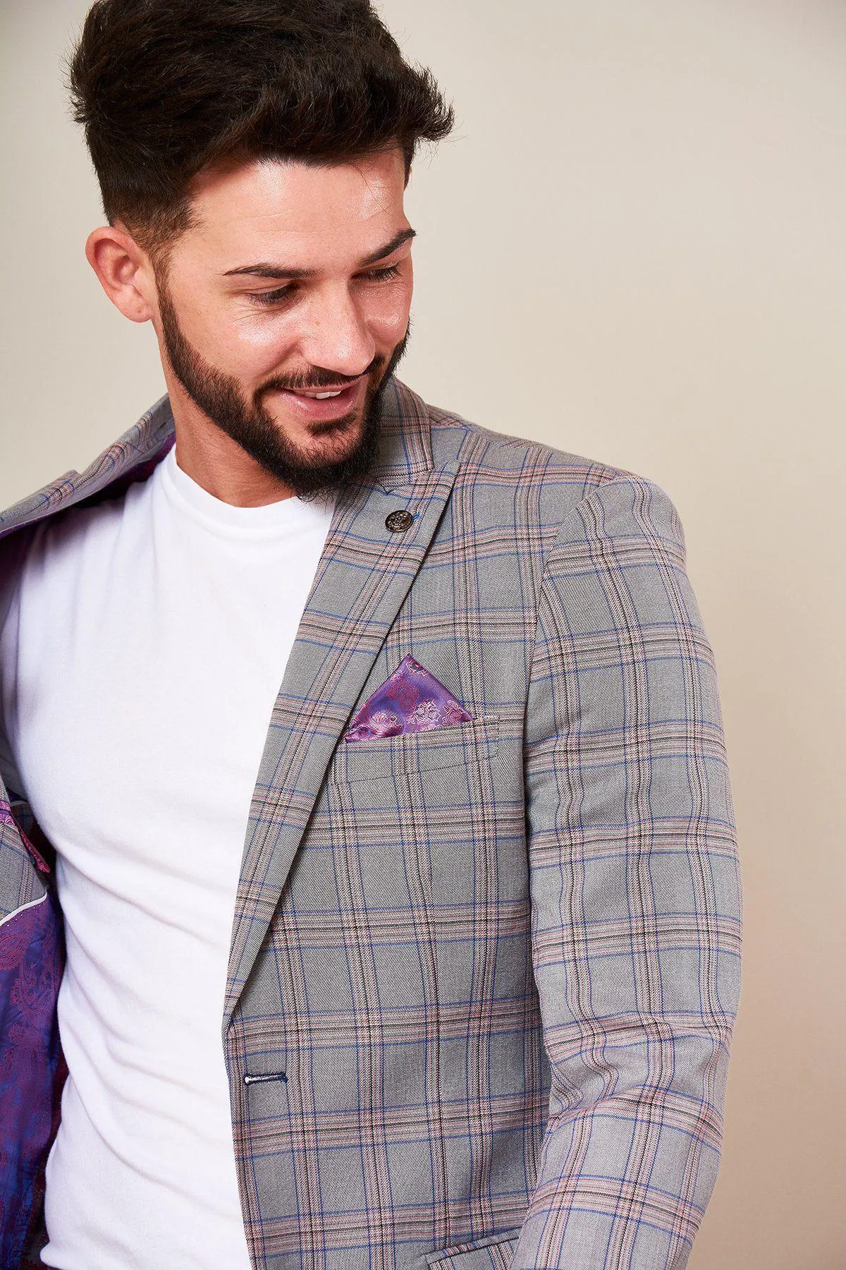 ALVIN - Grey Pink Check Blazer sold by Marc Darcy product image thumbnail 3