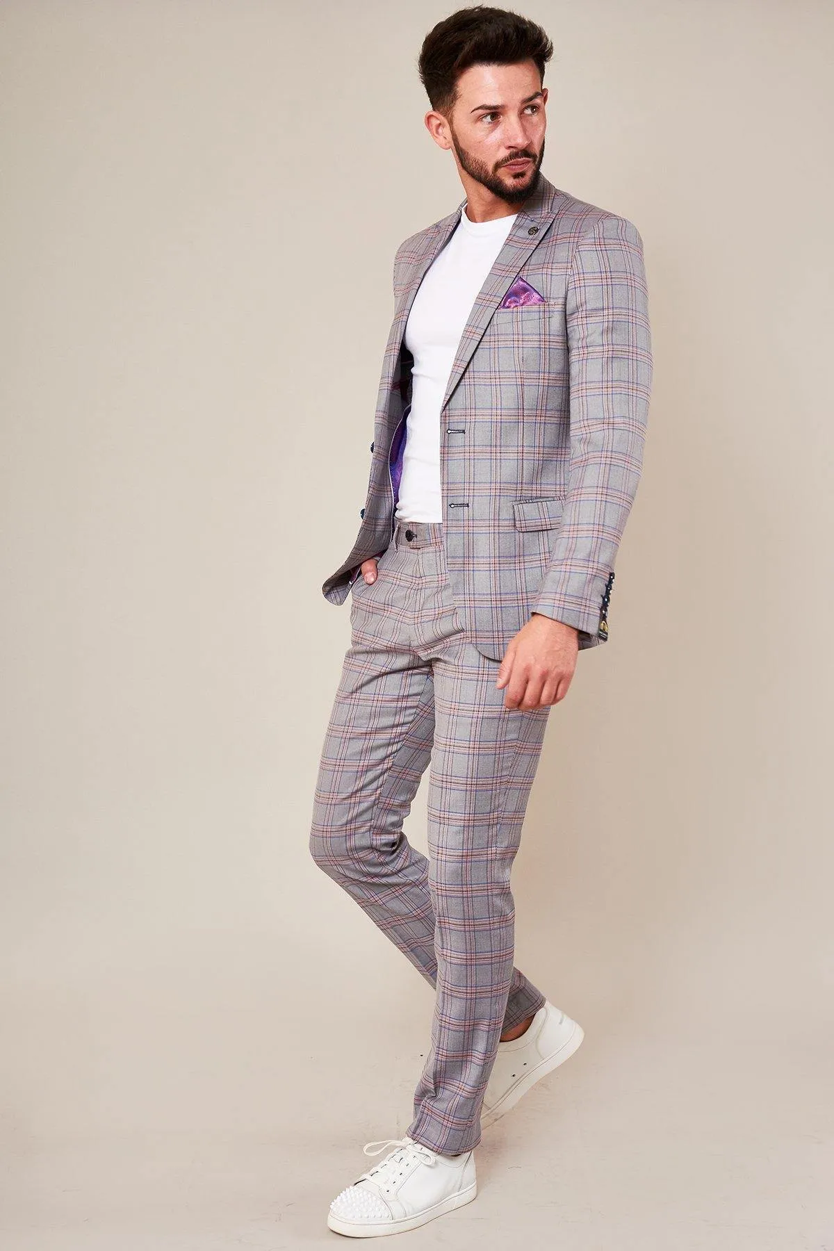 ALVIN - Grey Pink Check Blazer sold by Marc Darcy product image thumbnail 5