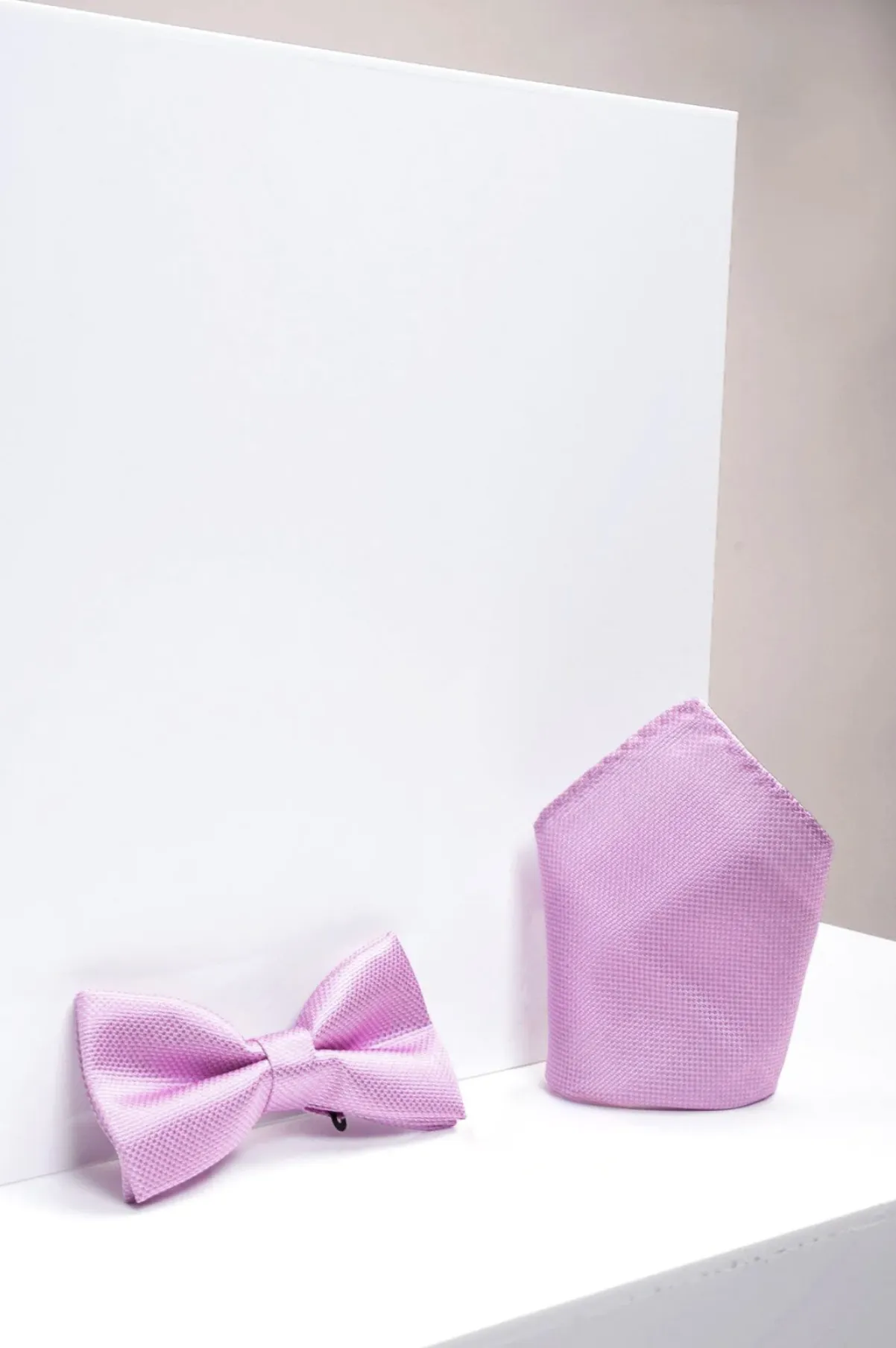 TB17 - Birdseye Print Bow Tie and Pocket Square Set In Pink sold by Marc Darcy product image thumbnail 2