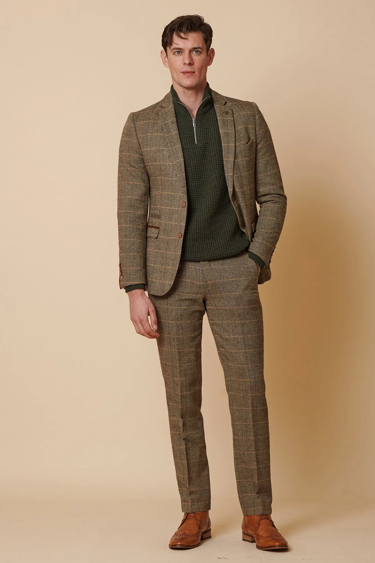 TED - Tan Tweed Check Two Piece Suit sold by Marc Darcy product image thumbnail 4