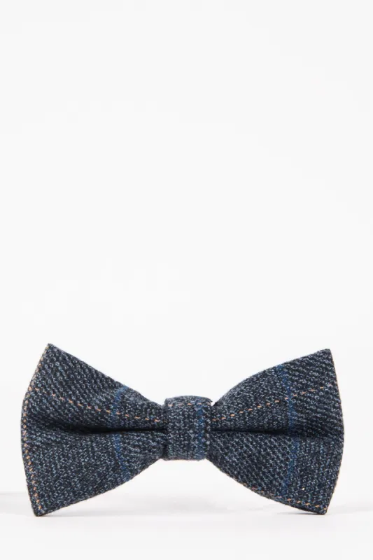 SCOTT - Blue Check Tweed Bow Tie sold by Marc Darcy