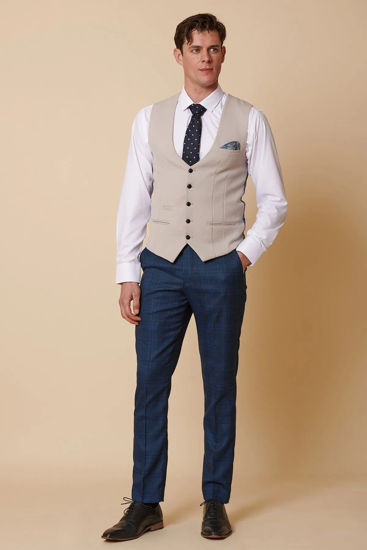 KELVIN - Stone Single Breasted Waistcoat sold by Marc Darcy product image thumbnail 5