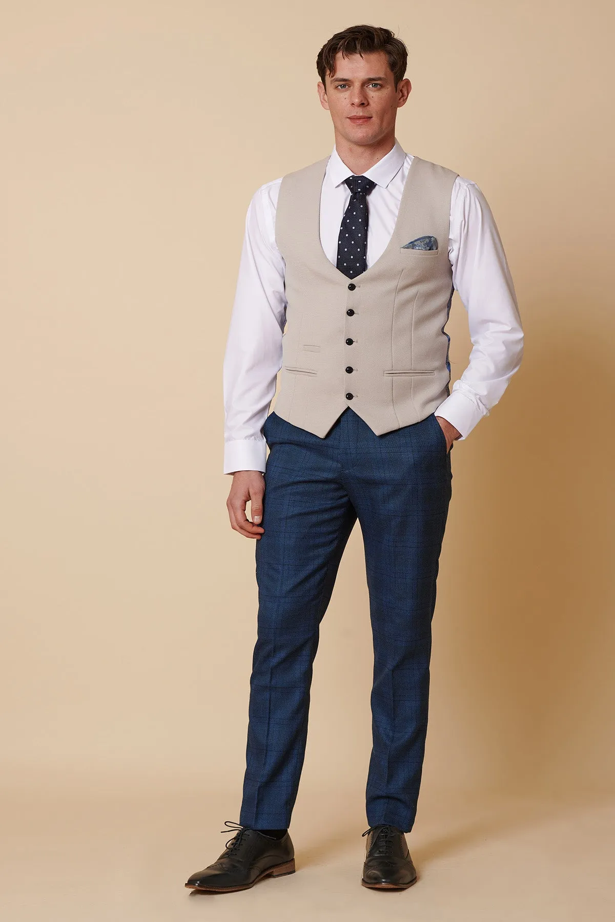 KELVIN - Stone Single Breasted Waistcoat sold by Marc Darcy product image thumbnail 4