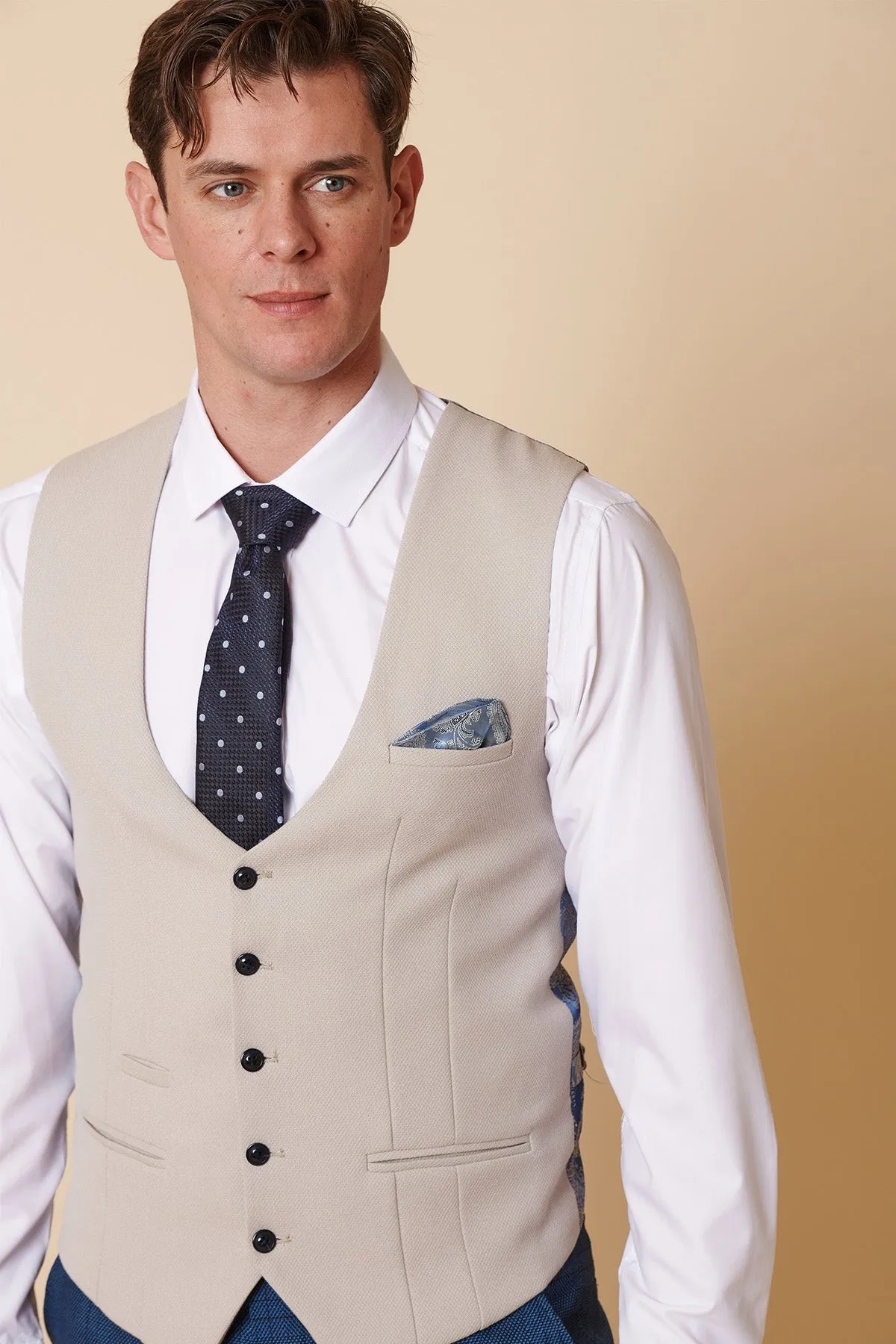 KELVIN - Stone Single Breasted Waistcoat sold by Marc Darcy product image thumbnail 2