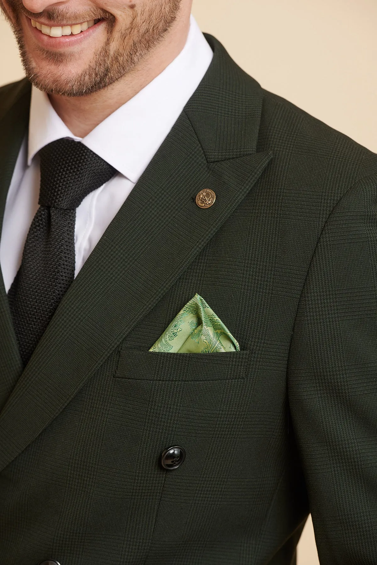 BROMLEY - Olive Green Double Breasted Check Blazer sold by Marc Darcy product image thumbnail 4