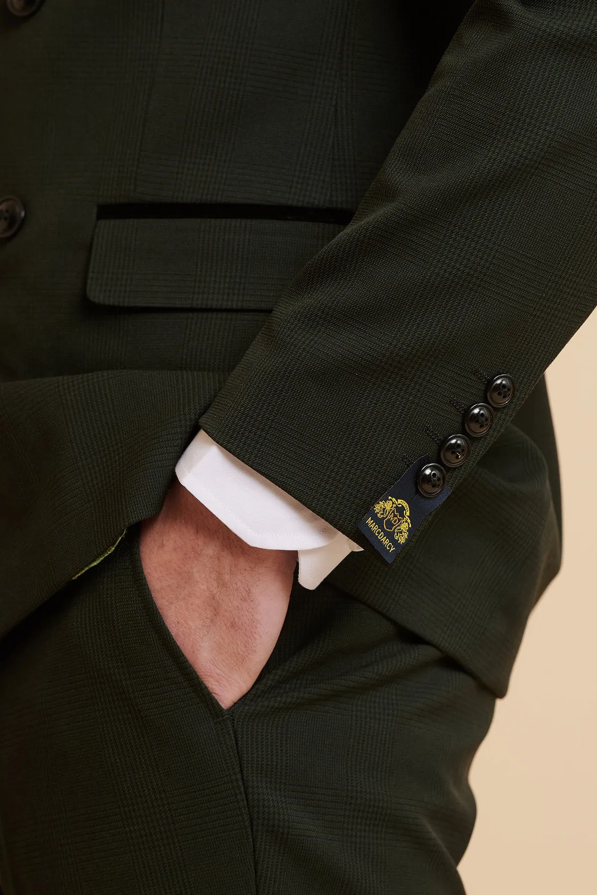 BROMLEY - Olive Green Double Breasted Check Blazer sold by Marc Darcy product image thumbnail 5