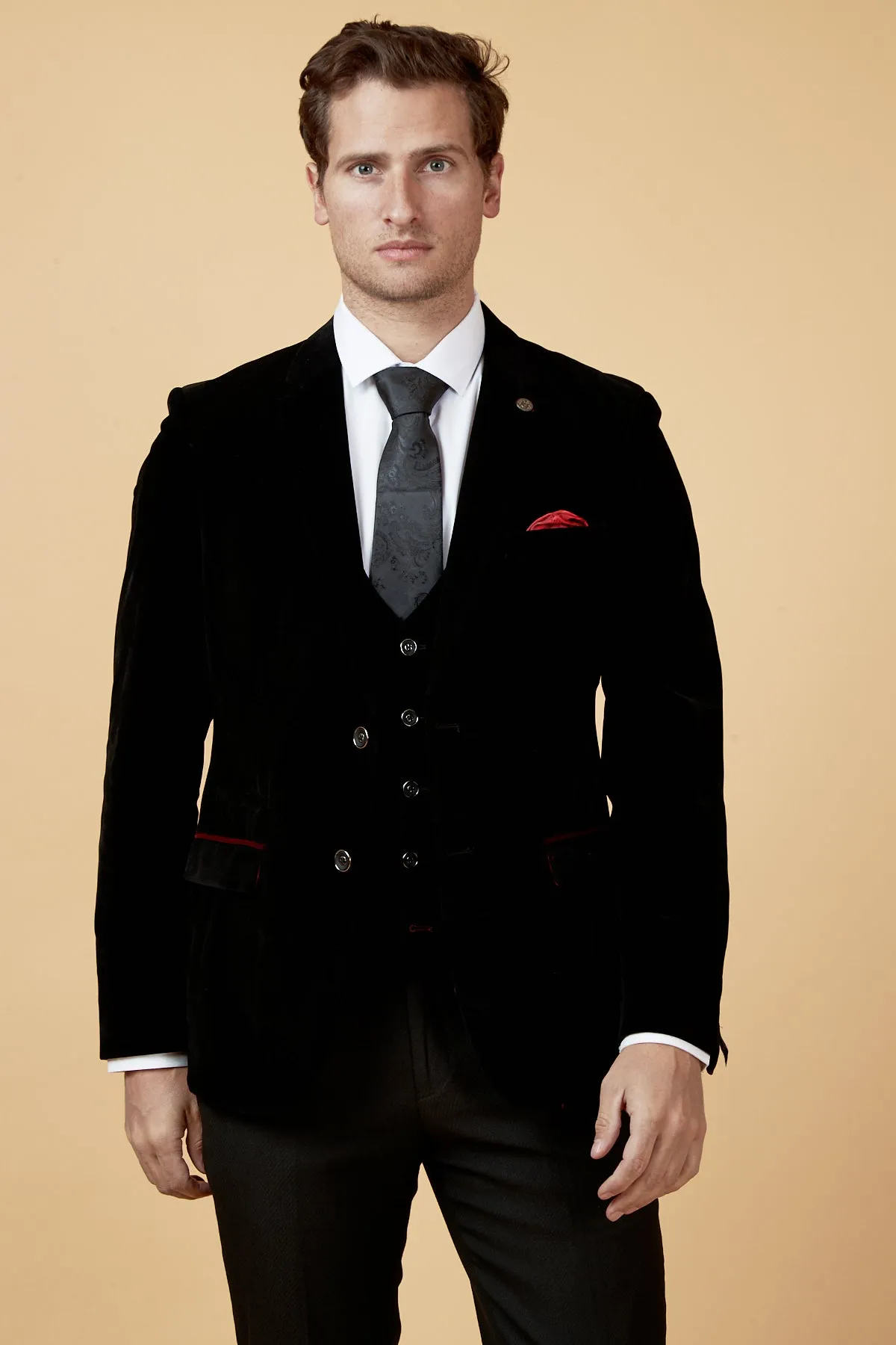 Coronation Street's Dylan Wilson (Liam McCheyne) In HUDSON Black Velvet Blazer & Waistcoat sold by Marc Darcy product image thumbnail 3