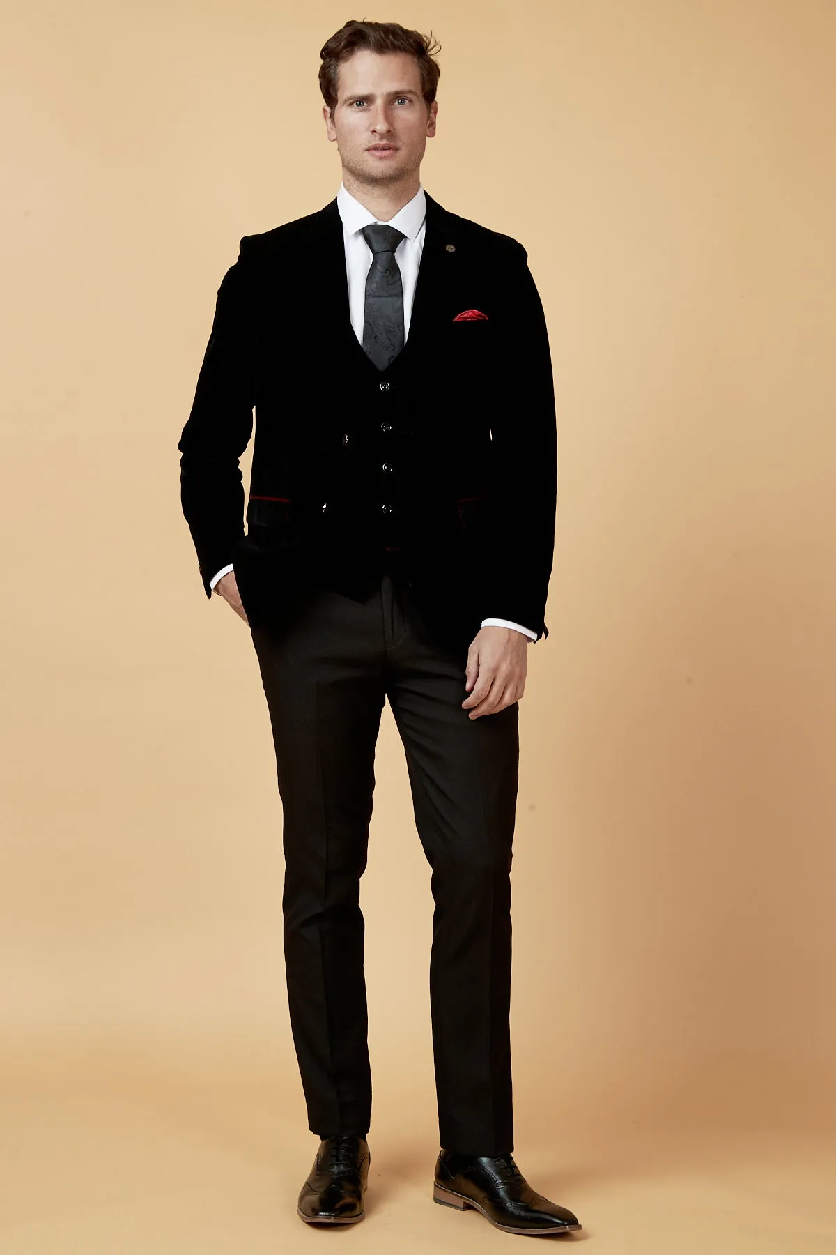 Coronation Street's Dylan Wilson (Liam McCheyne) In HUDSON Black Velvet Blazer & Waistcoat sold by Marc Darcy product image thumbnail 4