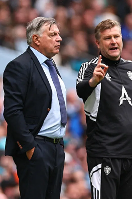 Football Manager Sam Allardyce in Max Navy Suit sold by Marc Darcy