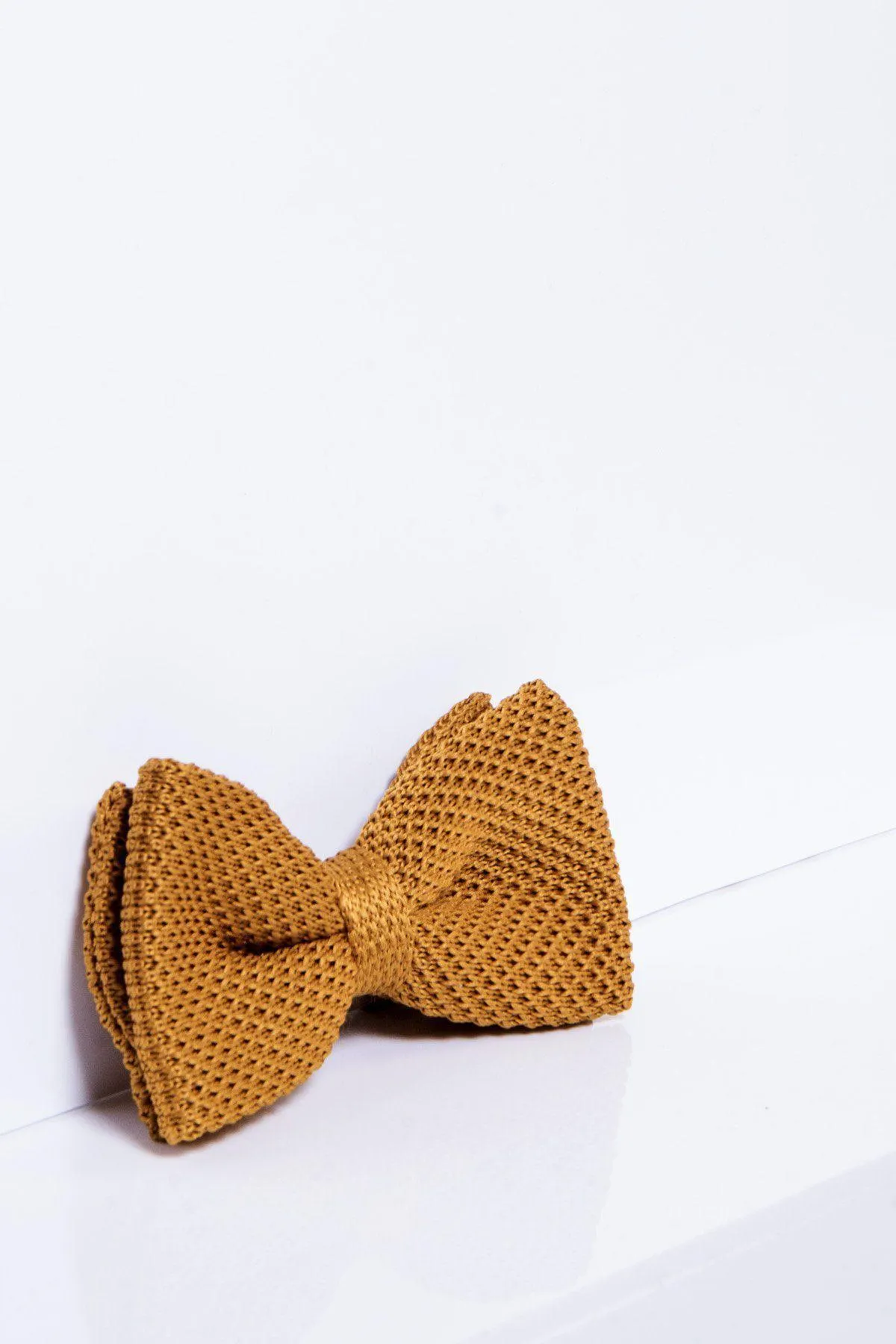 KB - Knitted Double Layer Bow Tie In Gold sold by Marc Darcy