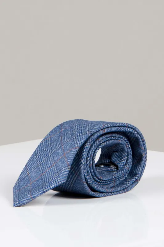 GEORGE - Light Blue Check Tie sold by Marc Darcy