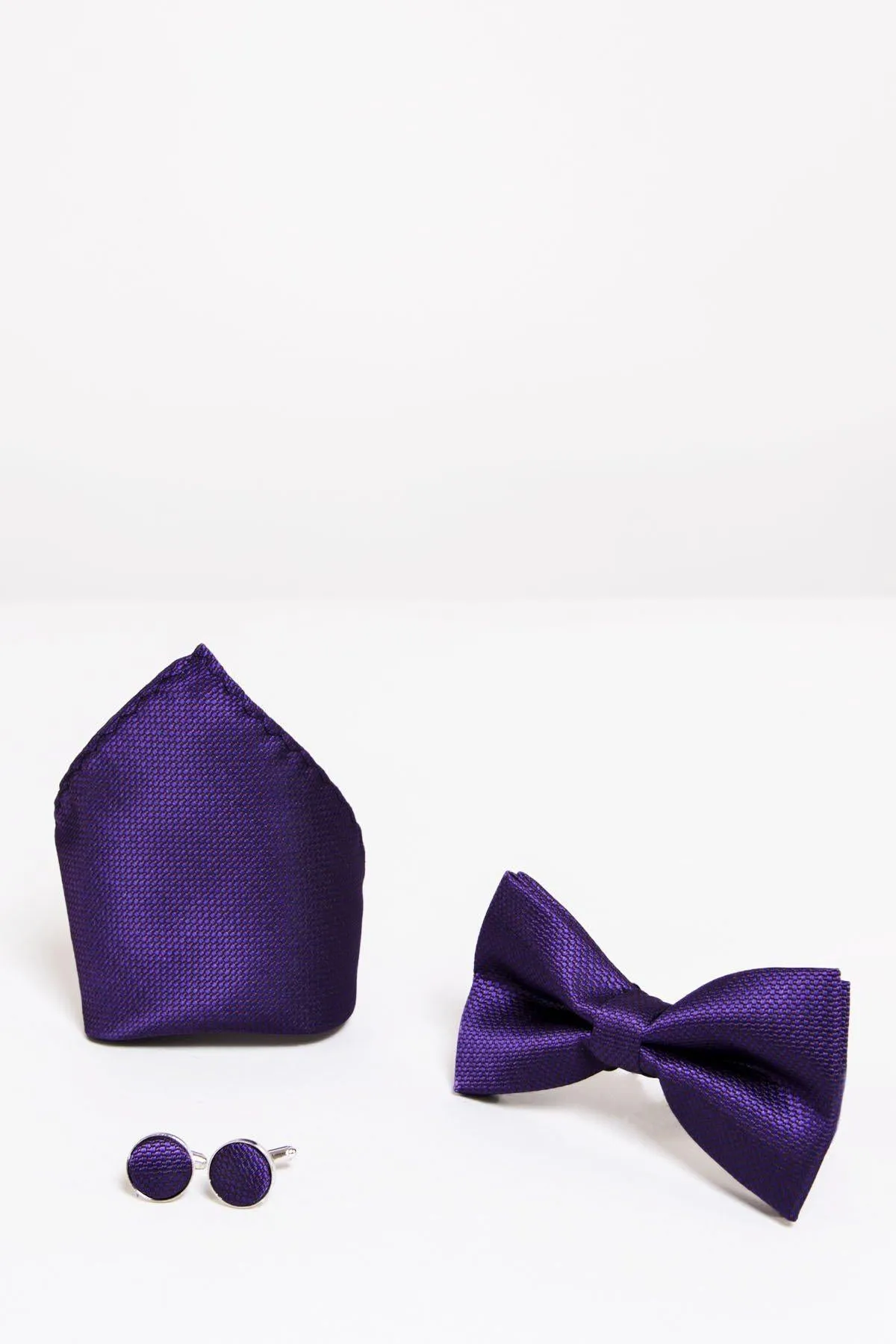 TB17 - Birdseye Print Bow Tie and Pocket Square Set In Purple sold by Marc Darcy