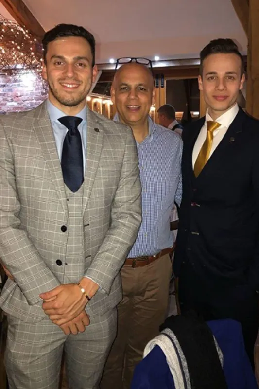 Olympic Swimmer James Guy in Ross Grey Check Suit sold by Marc Darcy