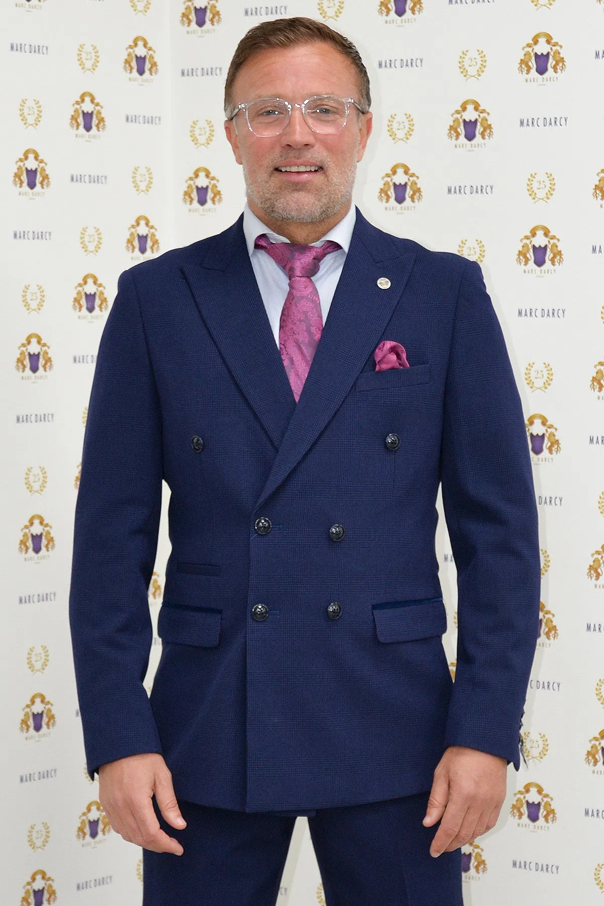 Former Sunderland Football Michael Gray in Bromley Navy Double-Breasted Suit sold by Marc Darcy product image thumbnail 2