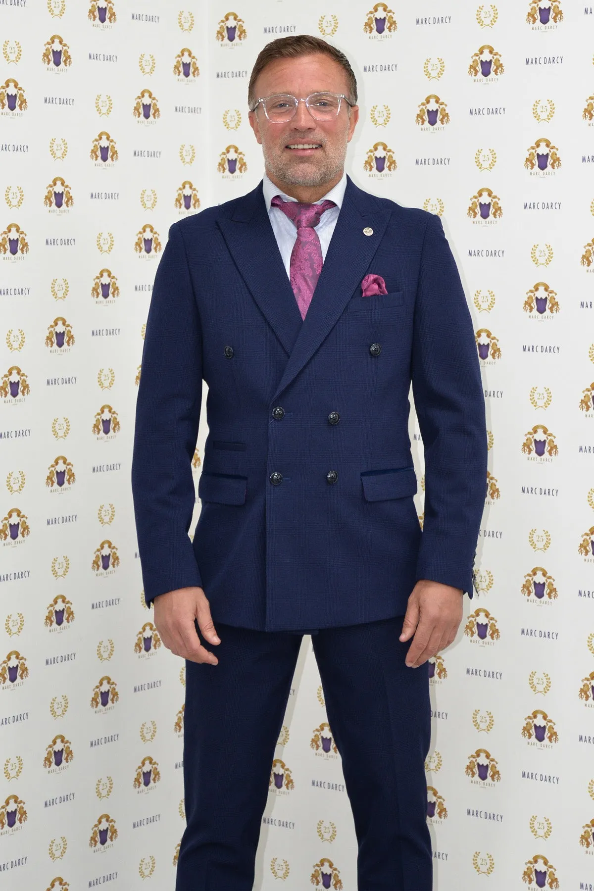Former Sunderland Football Michael Gray in Bromley Navy Double-Breasted Suit sold by Marc Darcy
