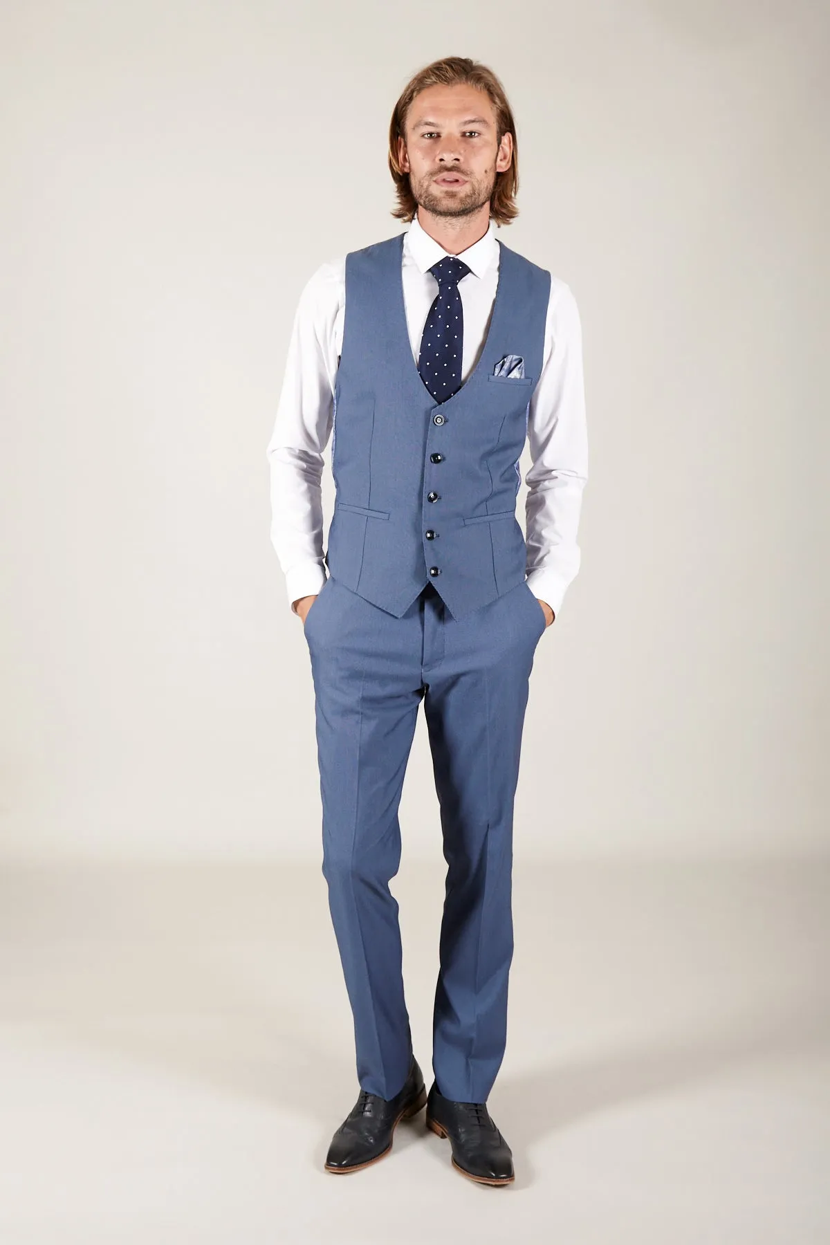 DANNY - Sky Single Breasted Waistcoat sold by Marc Darcy product image thumbnail 5
