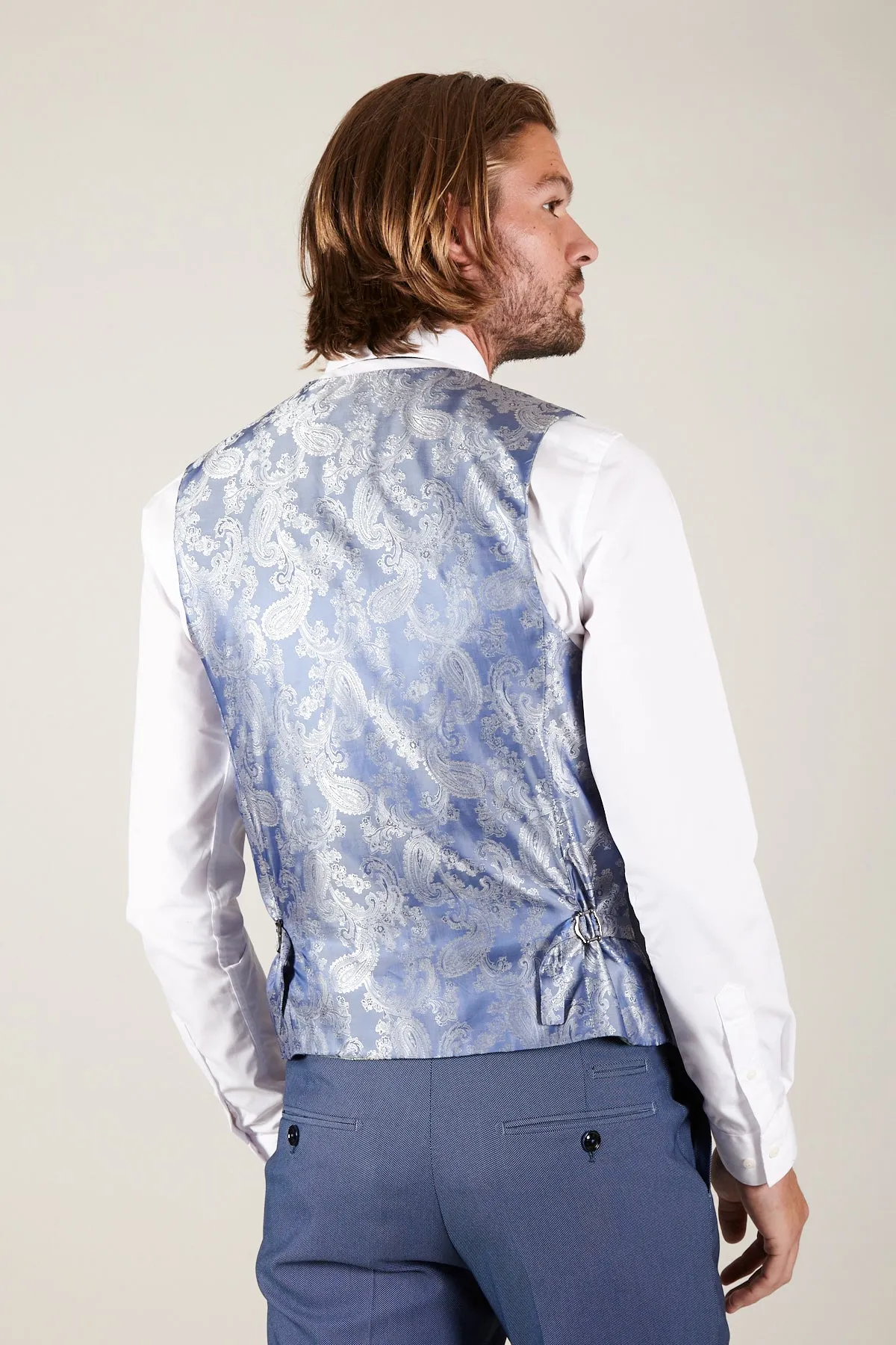 DANNY - Sky Single Breasted Waistcoat sold by Marc Darcy product image thumbnail 3