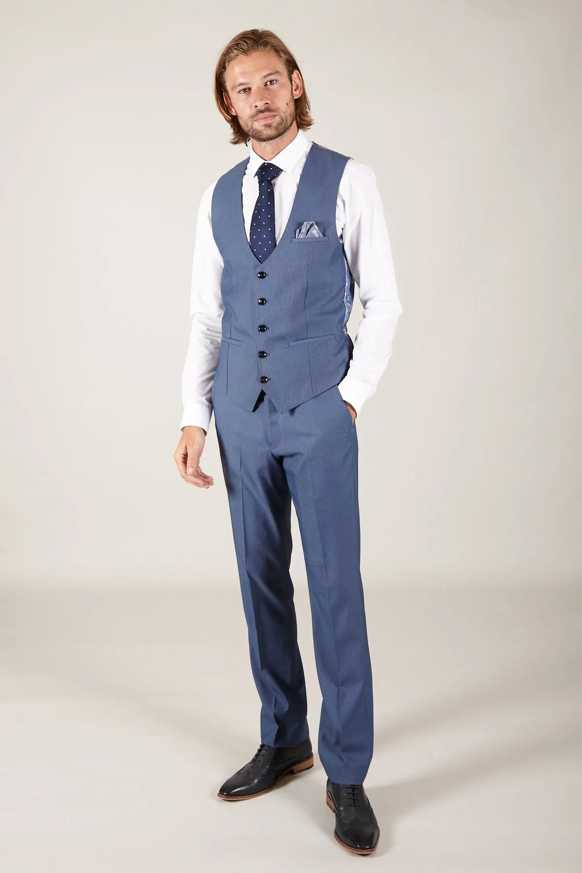 DANNY - Sky Single Breasted Waistcoat sold by Marc Darcy product image thumbnail 4