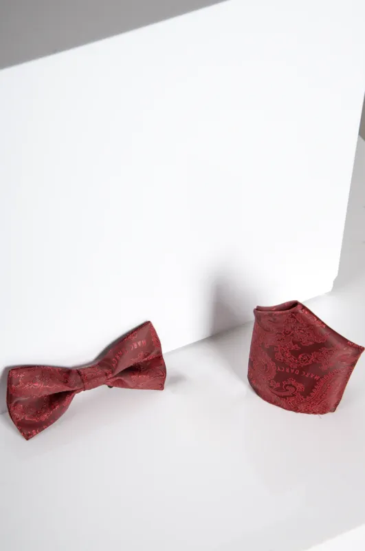 MD PAISLEY - Wine Paisley Bow Tie and Pocket Square Set sold by Marc Darcy