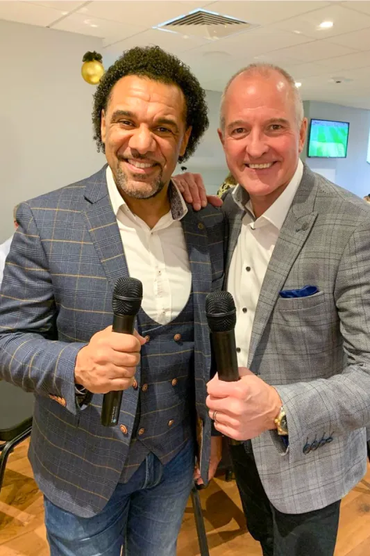 Former Wolverhampton Wanderers Footballer Don Goodman in Jenson Marine Check Blazer & Waistcoat sold by Marc Darcy