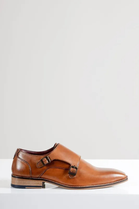 HARRIS - Tan Leather Double Strap Monk Shoe sold by Marc Darcy