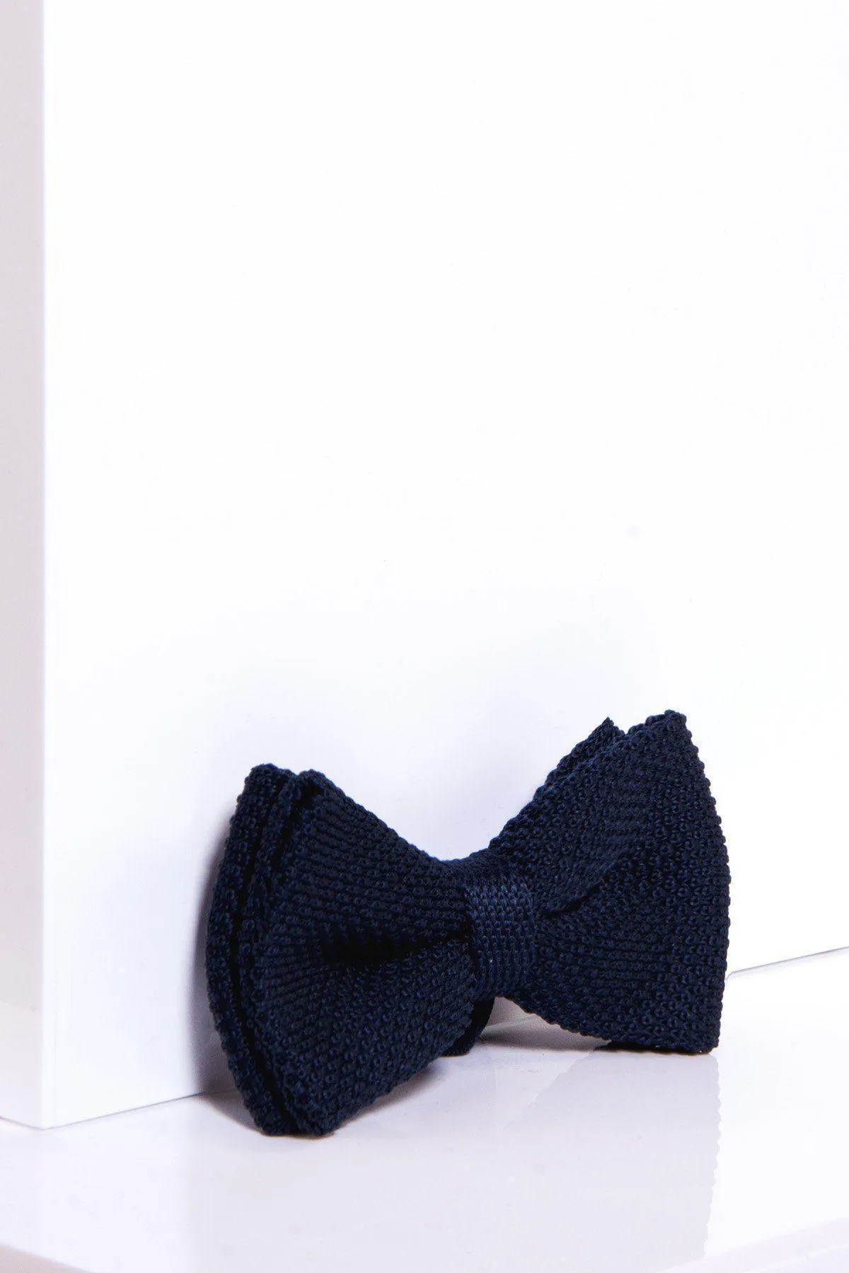KB - Knitted Double Layer Bow Tie In Navy sold by Marc Darcy