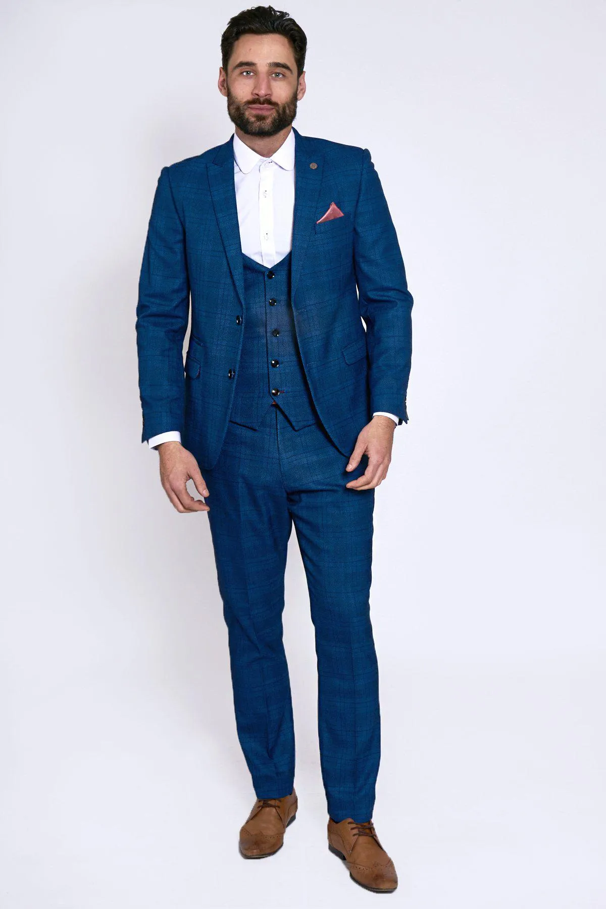 Blogger Style | JERRY Blue Check Suit As Worn By Shaun Findlay sold by Marc Darcy product image thumbnail 3