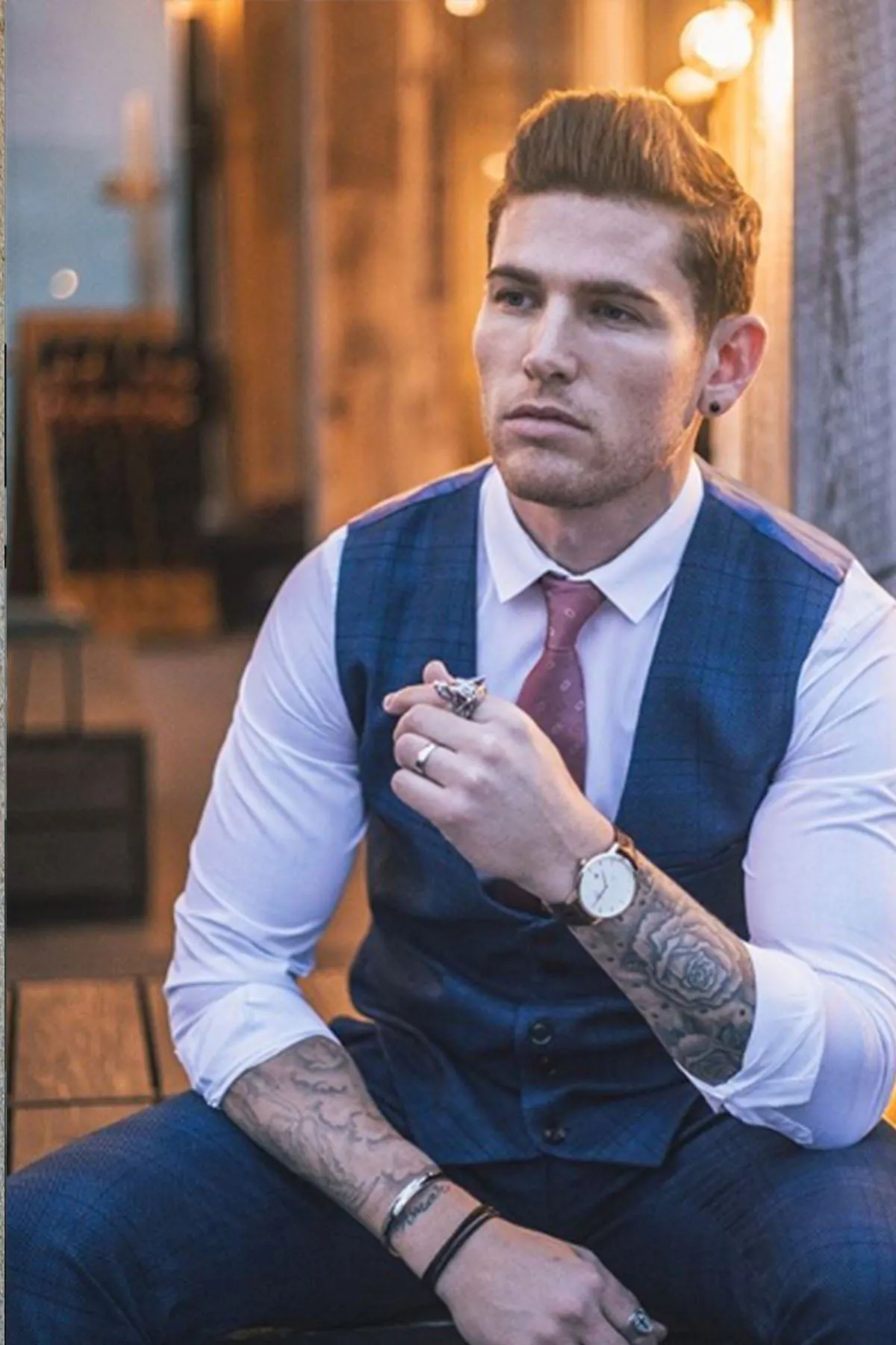 Blogger Style | JERRY Blue Check Suit As Worn By Shaun Findlay sold by Marc Darcy product image thumbnail 2