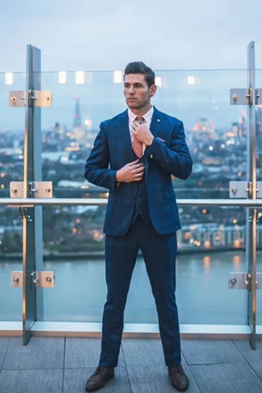 Blogger Style | JERRY Blue Check Suit As Worn By Shaun Findlay sold by Marc Darcy