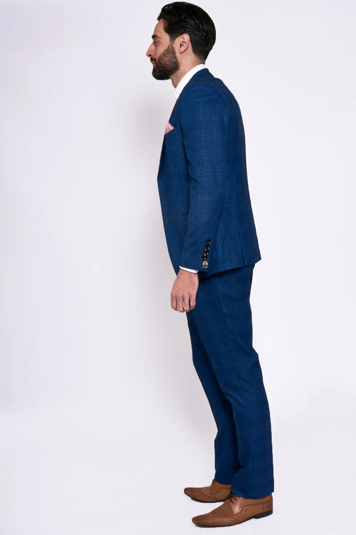 Blogger Style | JERRY Blue Check Suit As Worn By Shaun Findlay sold by Marc Darcy product image thumbnail 4