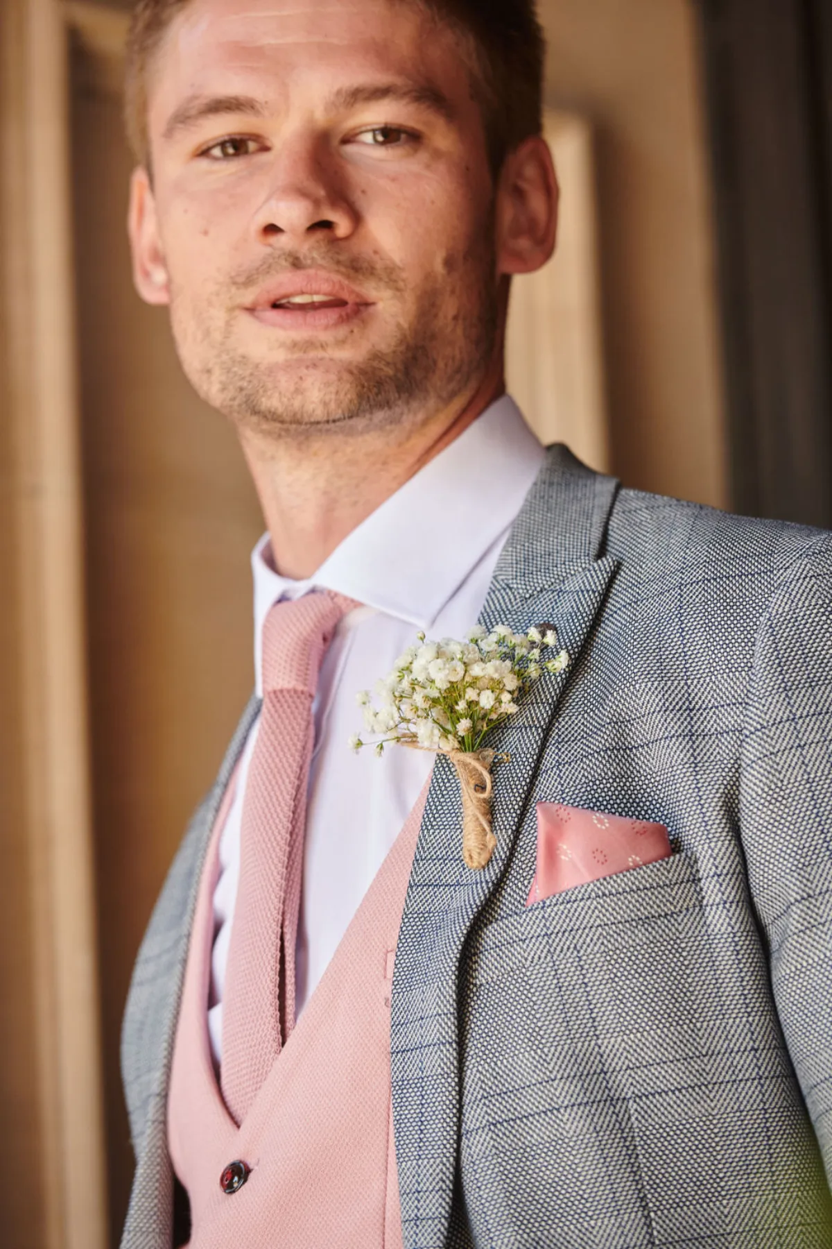 JERRY - Grey Check Suit With Kelvin Pink Waistcoat sold by Marc Darcy product image thumbnail 3