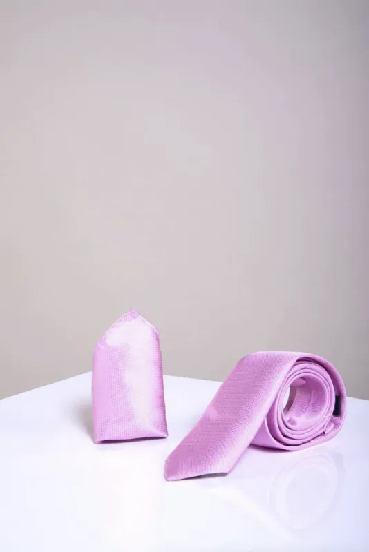 TB17 - Birdseye Tie and Pocket Square Set In Pink sold by Marc Darcy